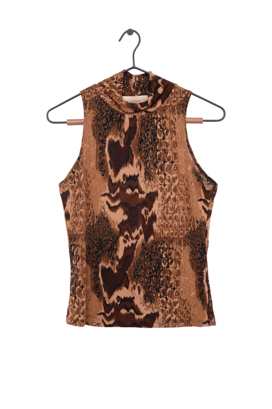 Y2K Mock Neck Printed Top