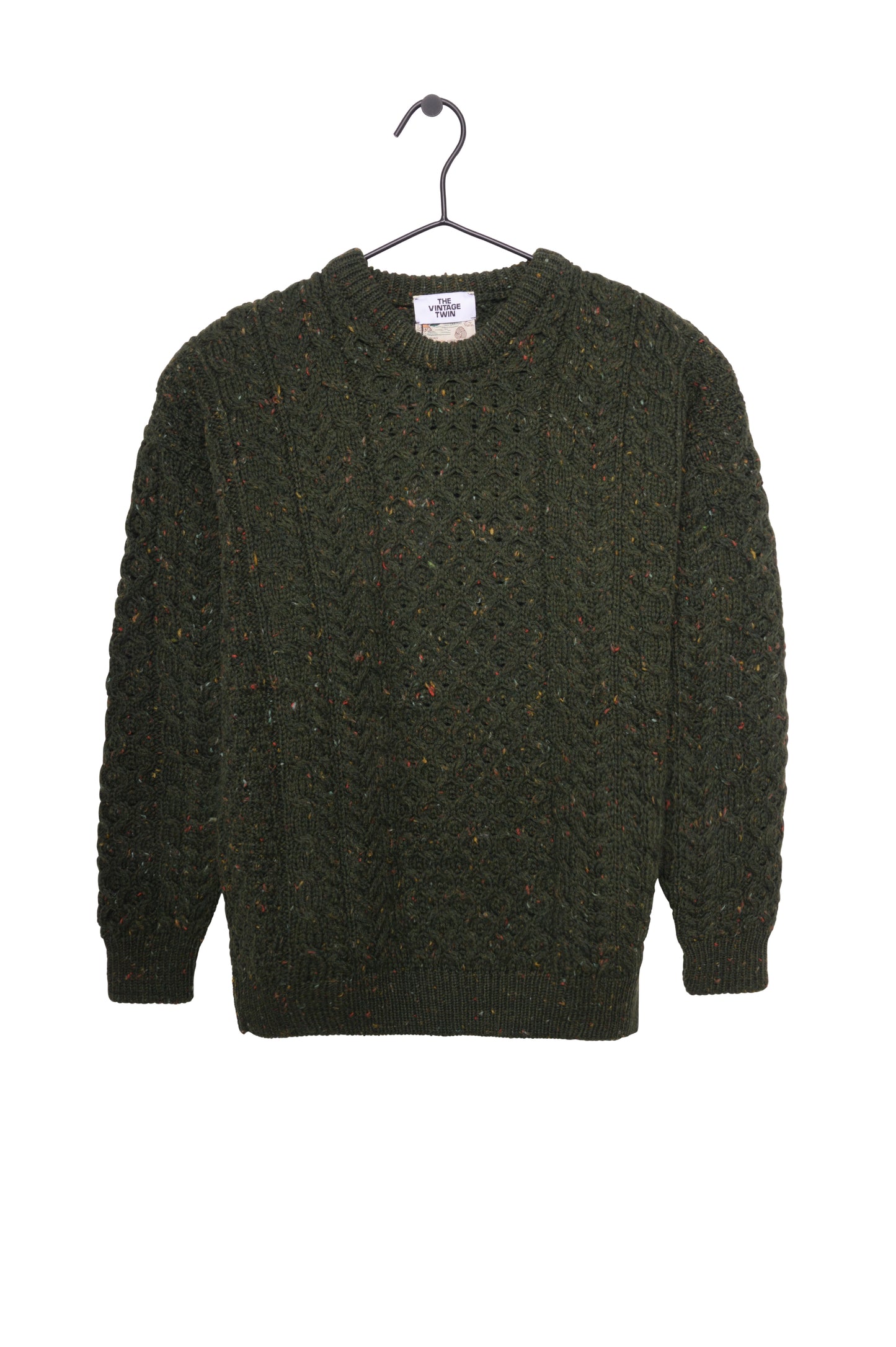 Green Wool Cable Knit Sweater