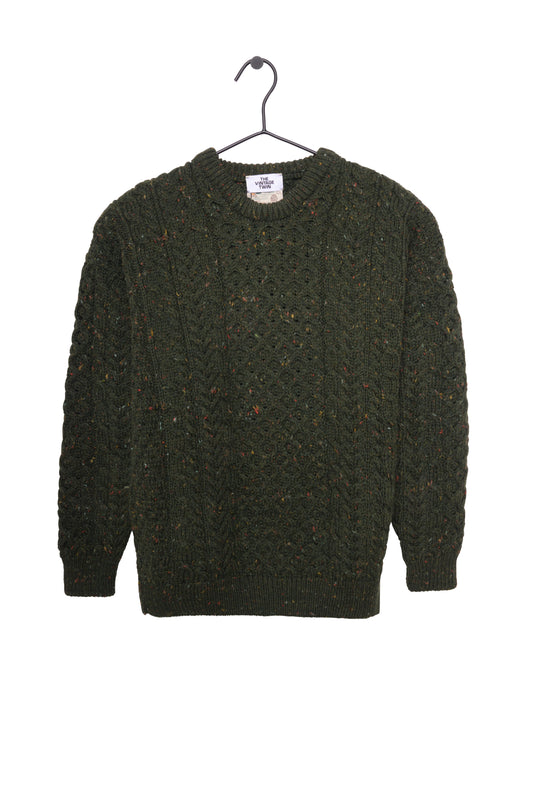 Green Wool Cable Knit Sweater