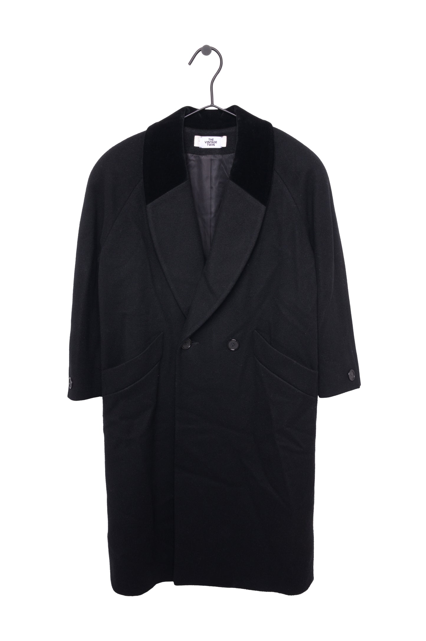Black Velvet Collar Wool Coat