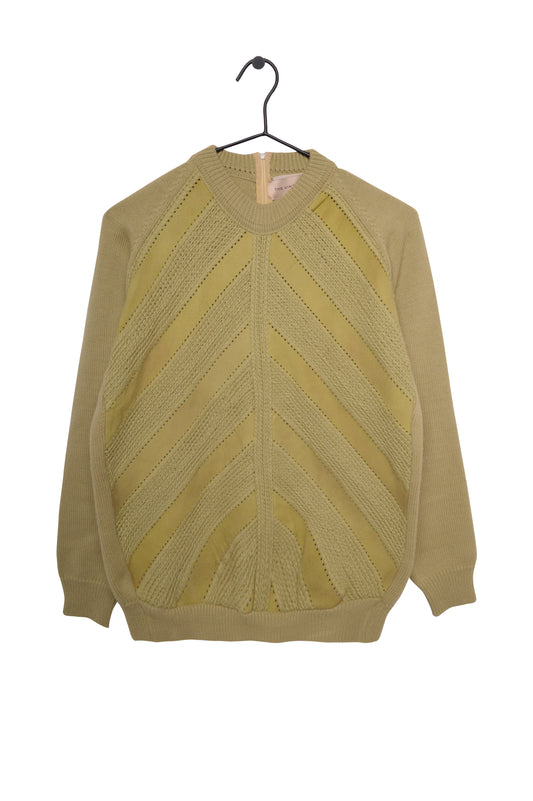 Suede Panel Wool Sweater