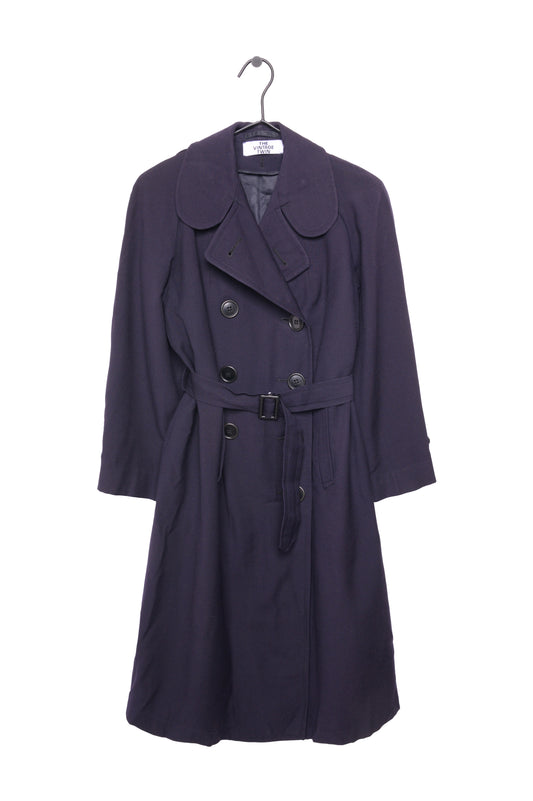 Navy Belted Wool Trench Coat