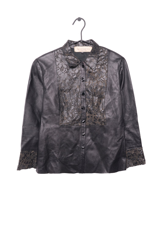 Leather Lace Panel Top