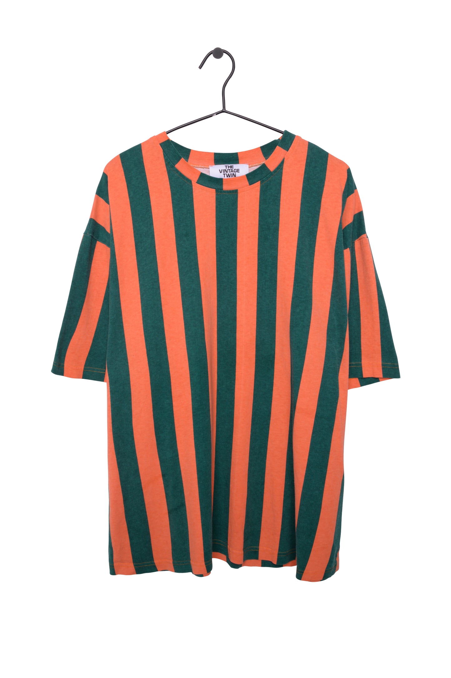 1990s Orange and Green Striped Tee USA