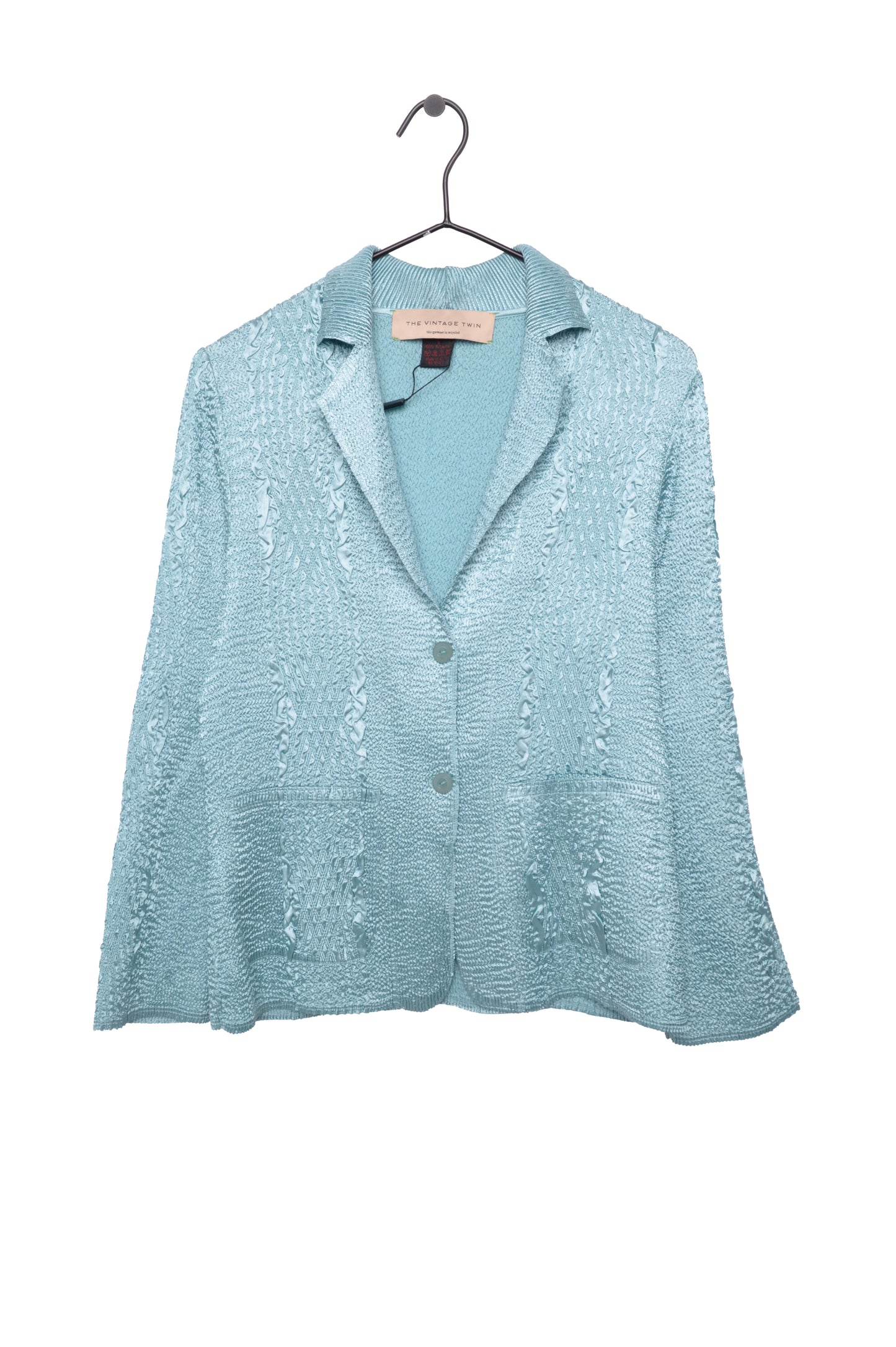 Teal Button Popcorn Top