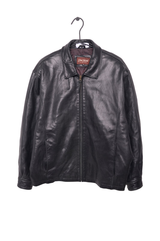 Soft Leather Zip-Up Jacket