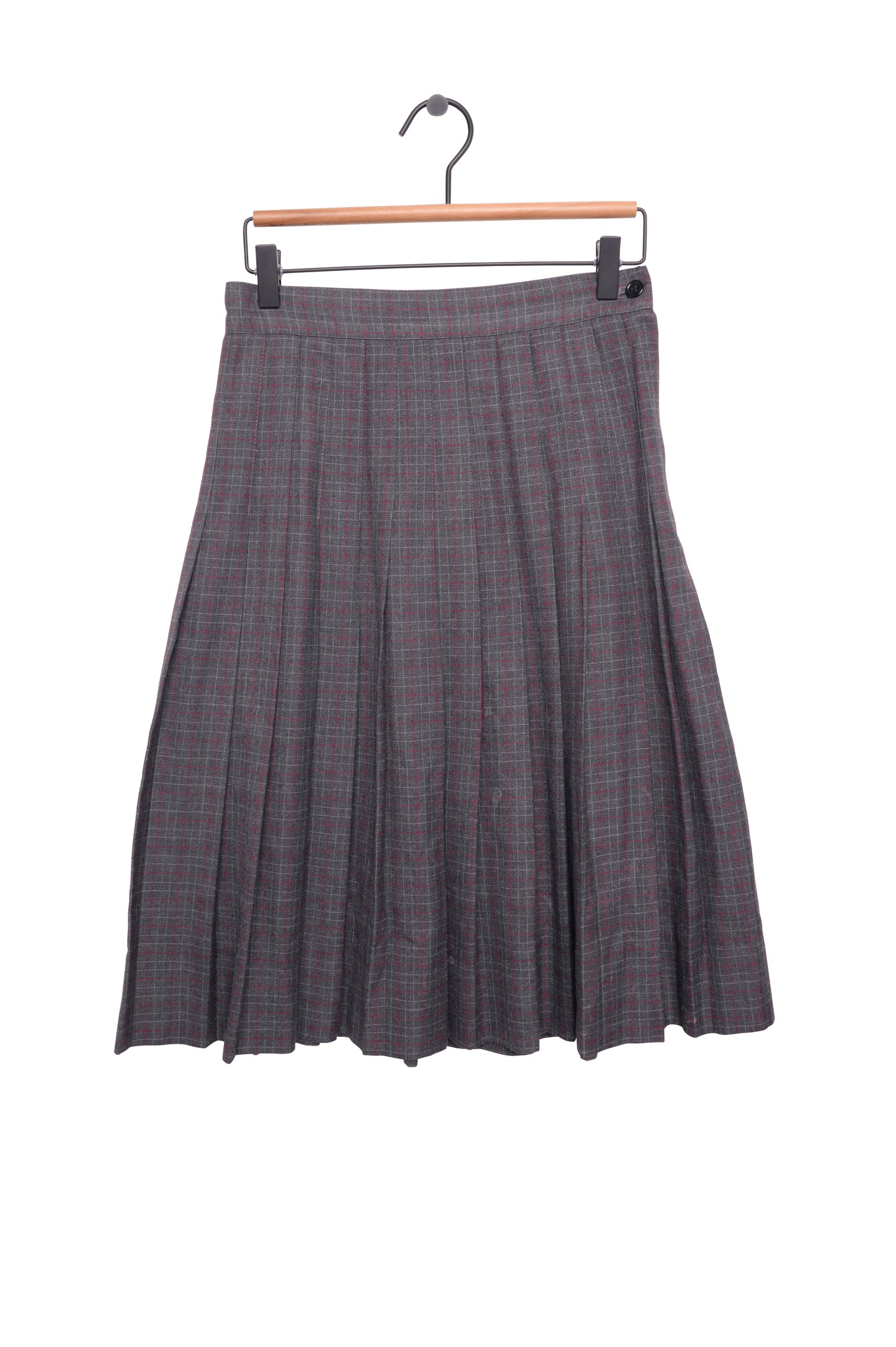 Pleated Plaid Midi Skirt