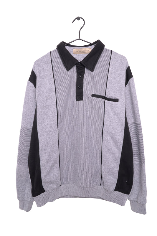 Gray Colorblock Collared Sweatshirt