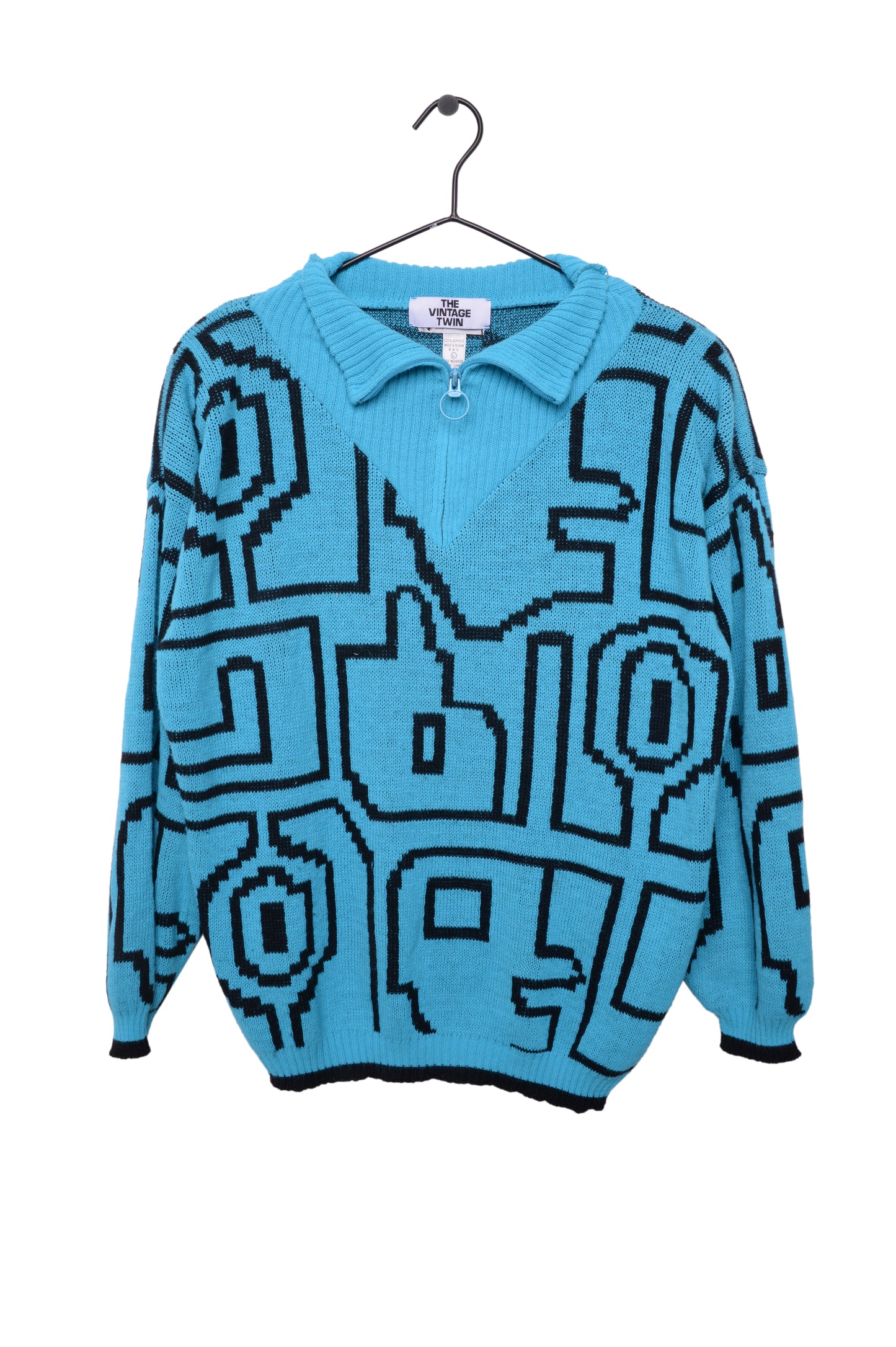 1980s Half-Zip Abstract Sweater
