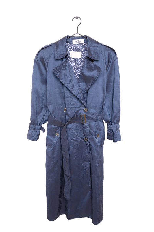 Metallic Blue Trench Coat