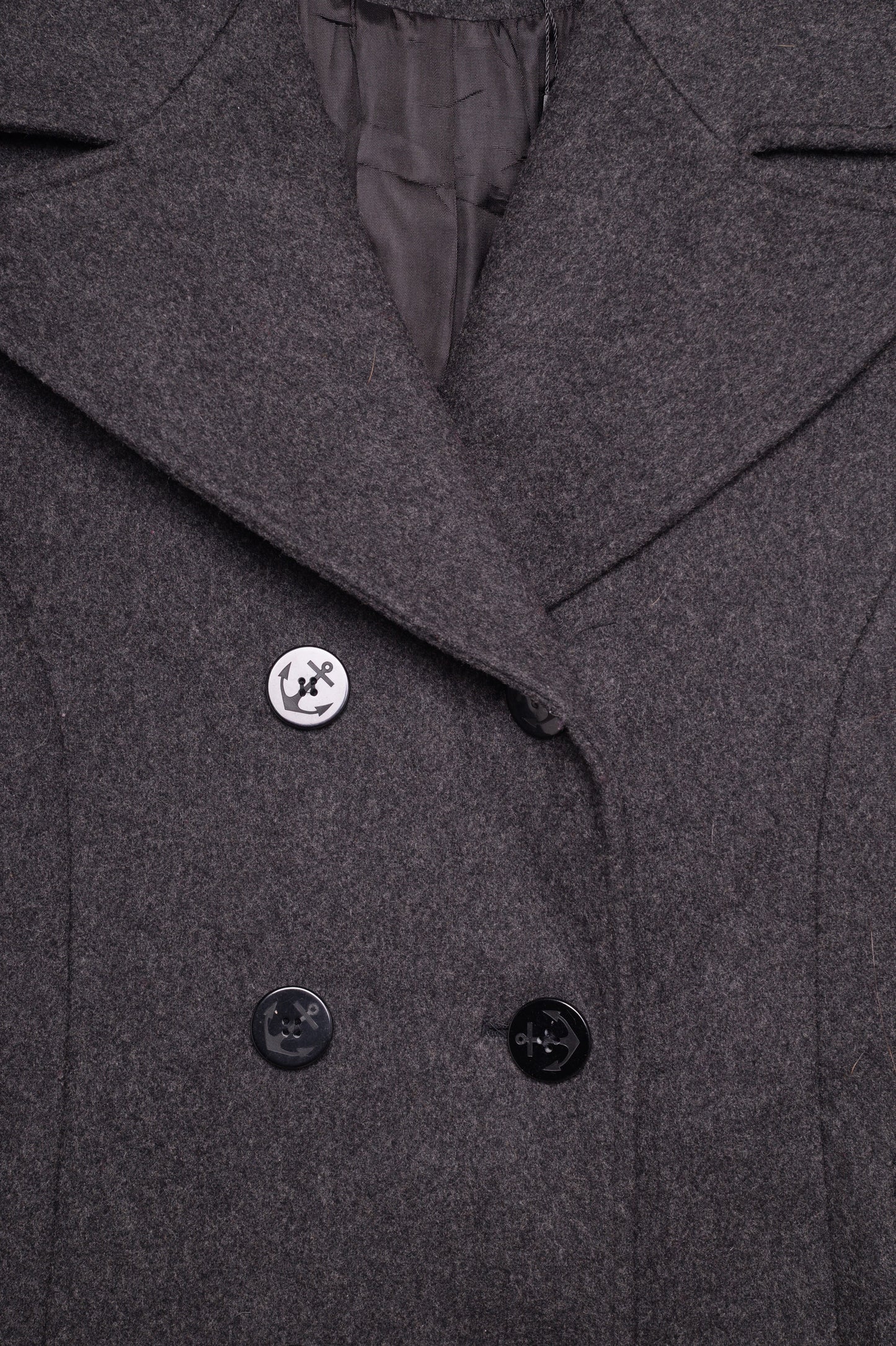 Charcoal Double Breasted Wool Coat