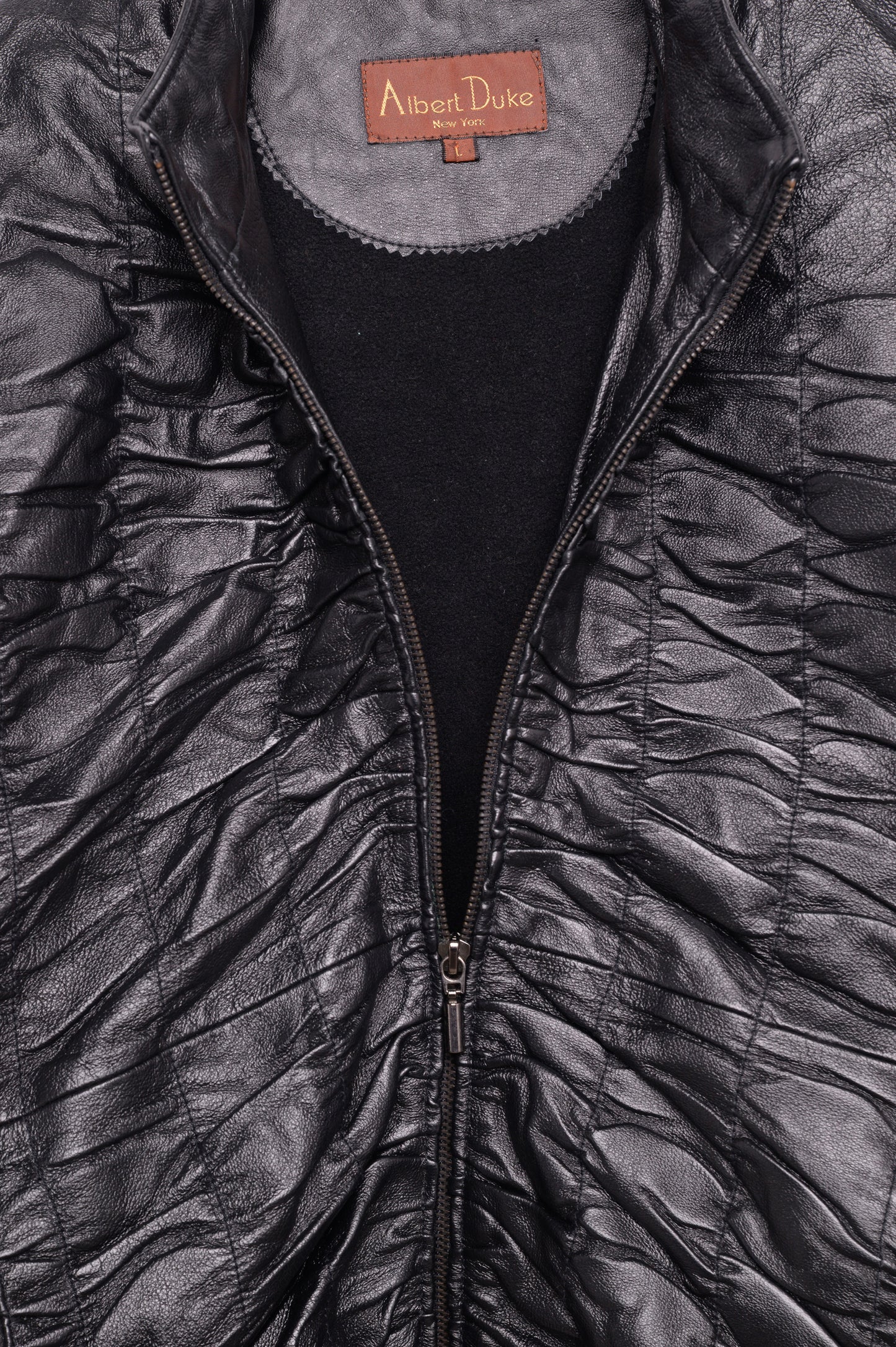 Y2K Ruffle Texture Leather Bomber
