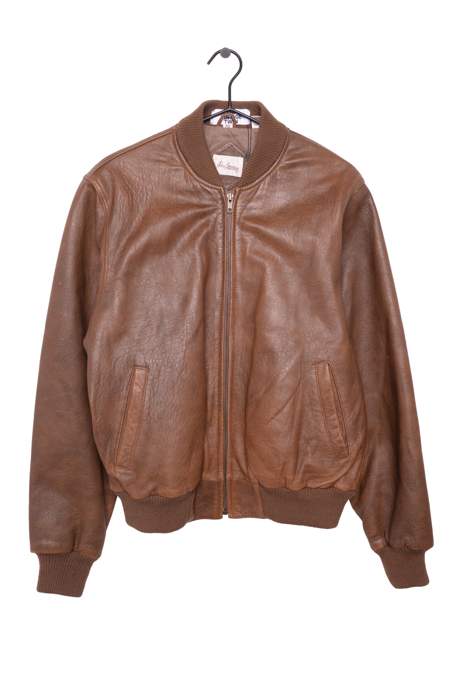 Caramel Leather Bomber Jacket