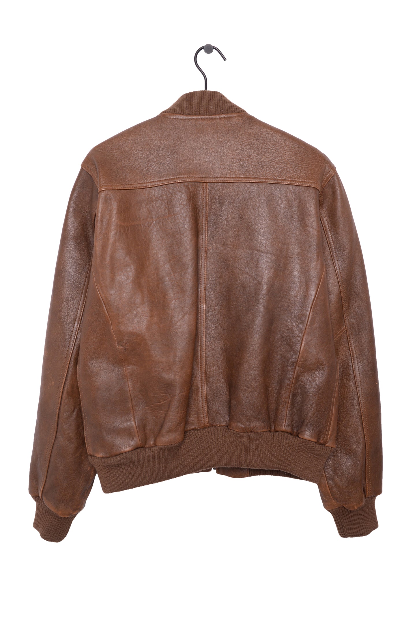 Caramel Leather Bomber Jacket