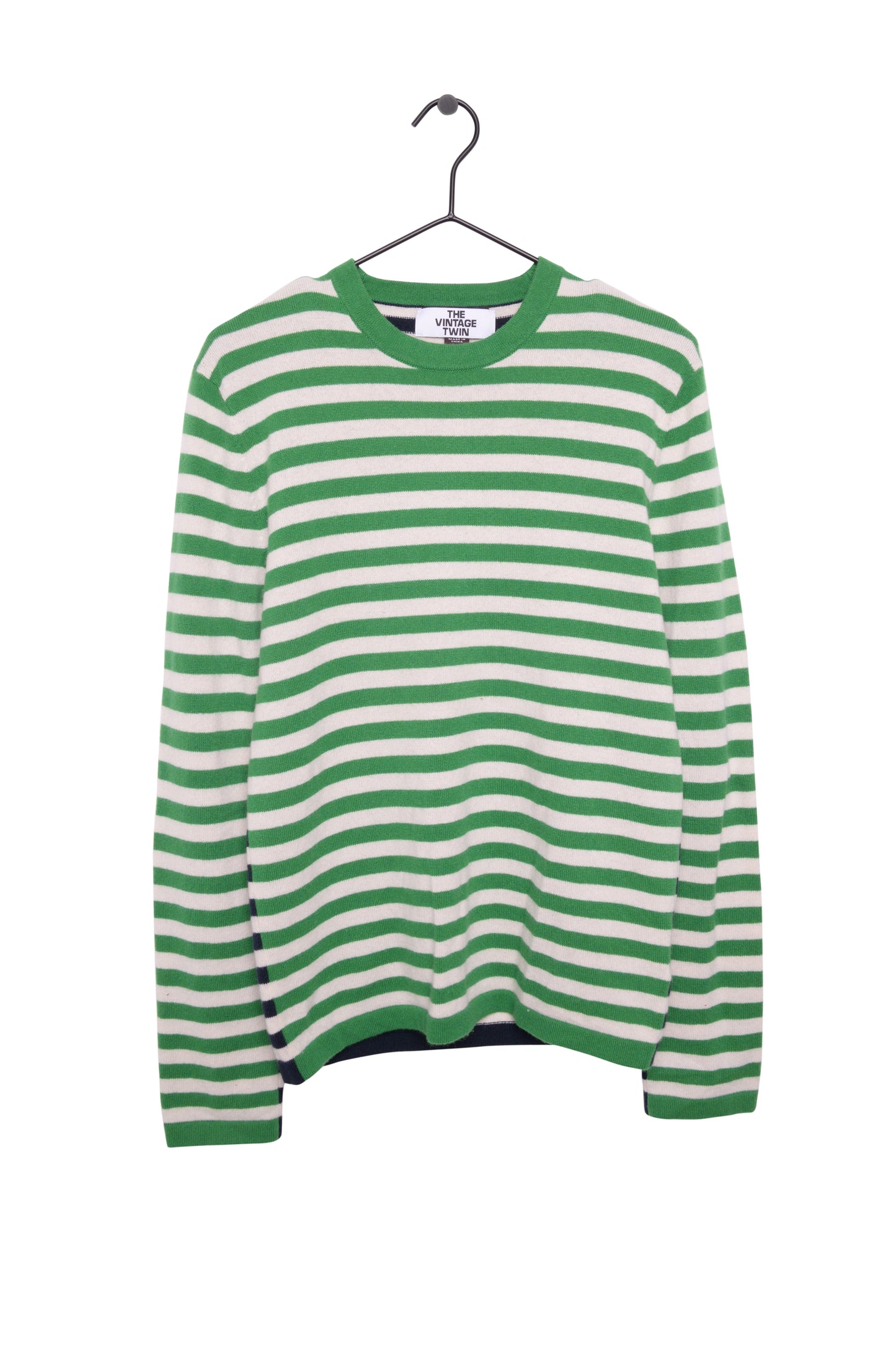 Green/Navy Striped Cashmere Sweater