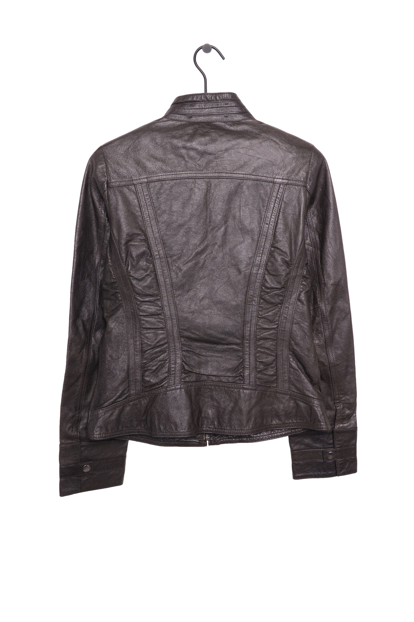 Y2K Brown Leather Moto Jacket