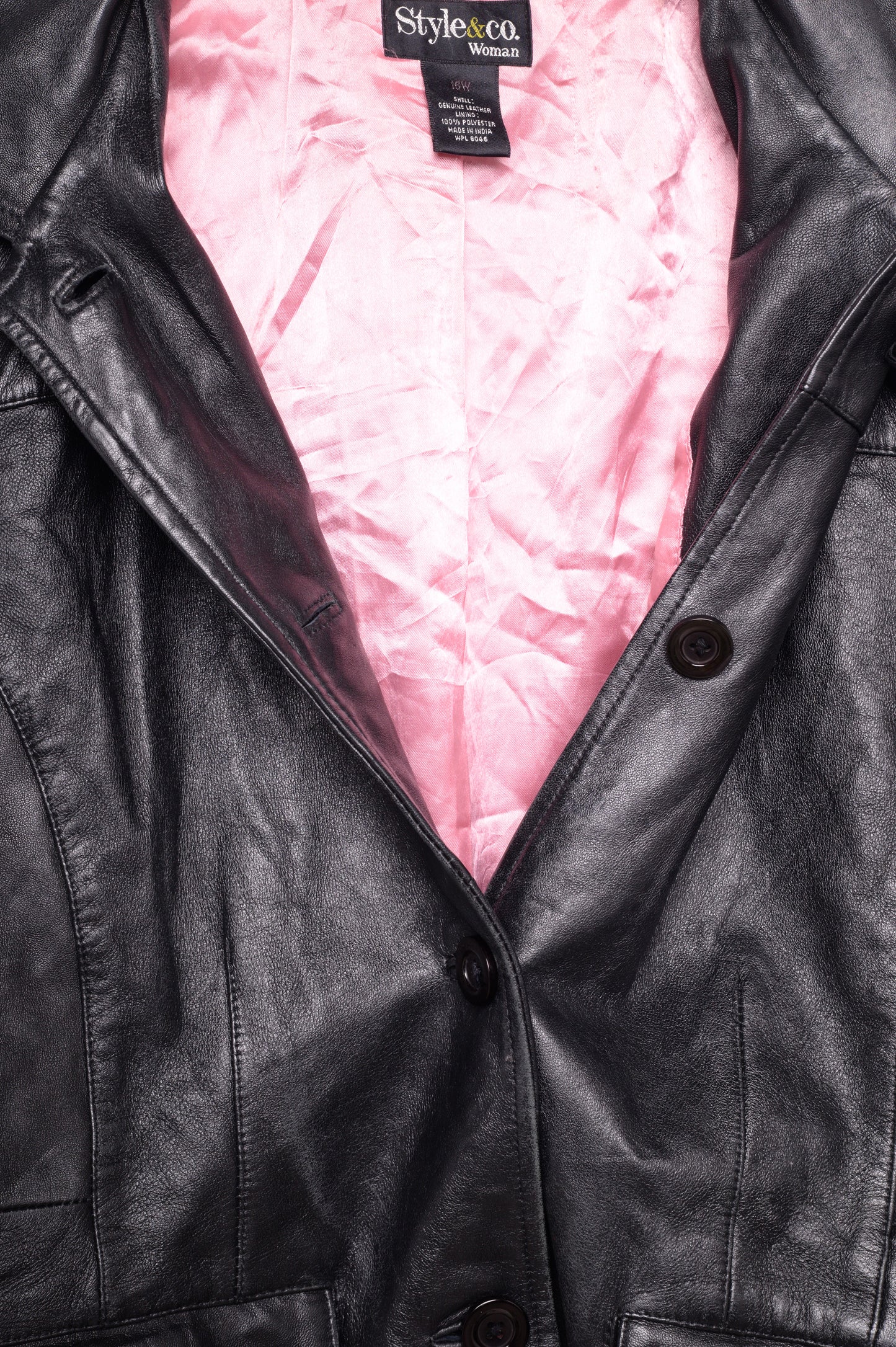 Button Down Leather Jacket