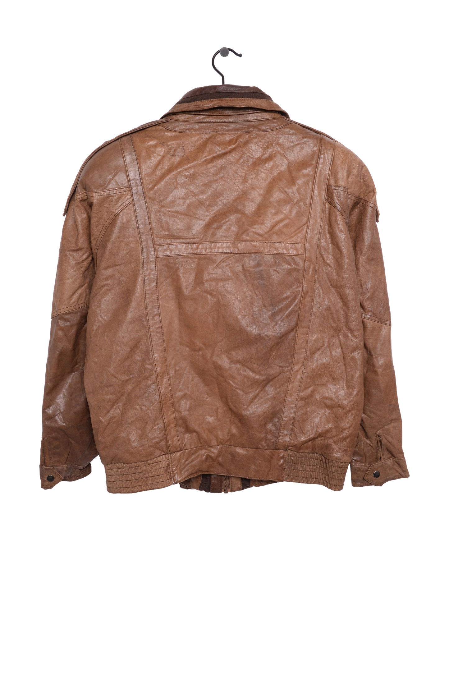 1980s Caramel Leather Bomber Jacket
