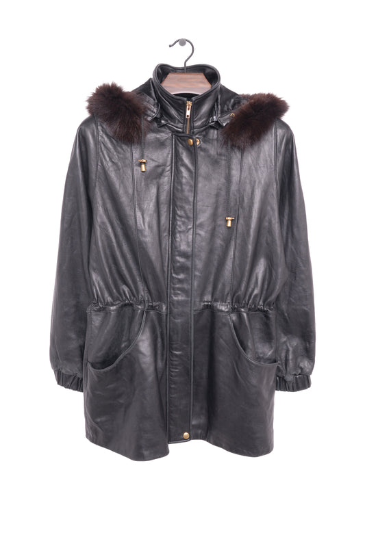 1990s Fox Trim Leather Jacket