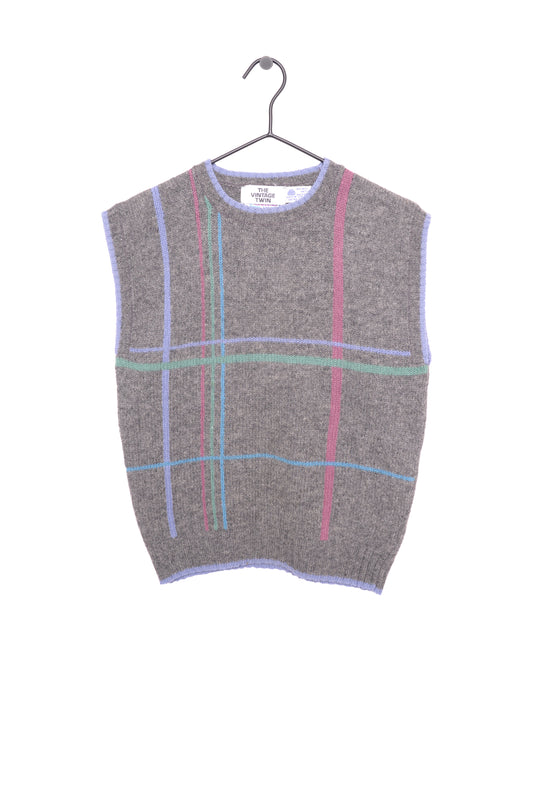 1980s Striped Wool Sweater Vest