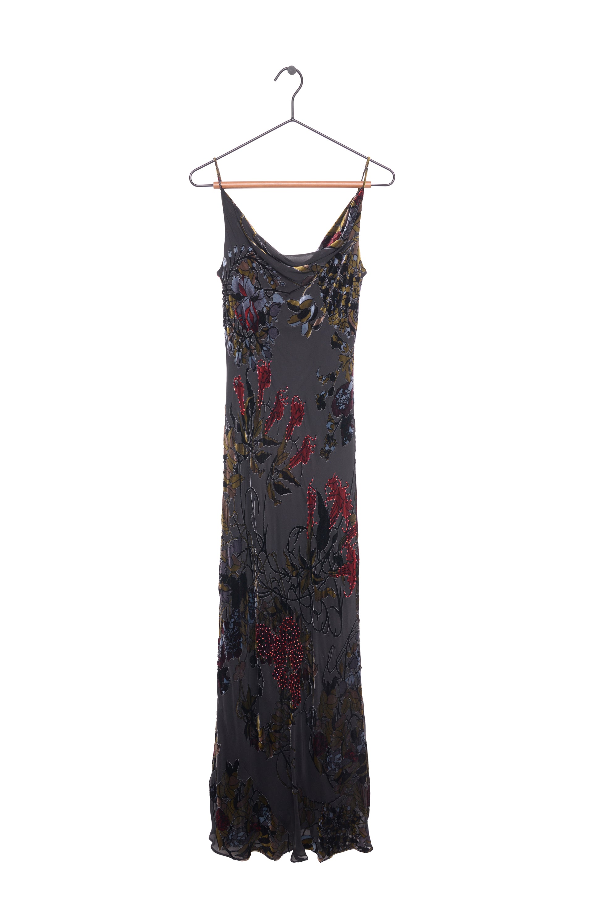 1990s Silk Velvet Floral Maxi Dress The Vintage Twin 1990s Silk Velvet Floral Maxi Dress The Vintage Twin