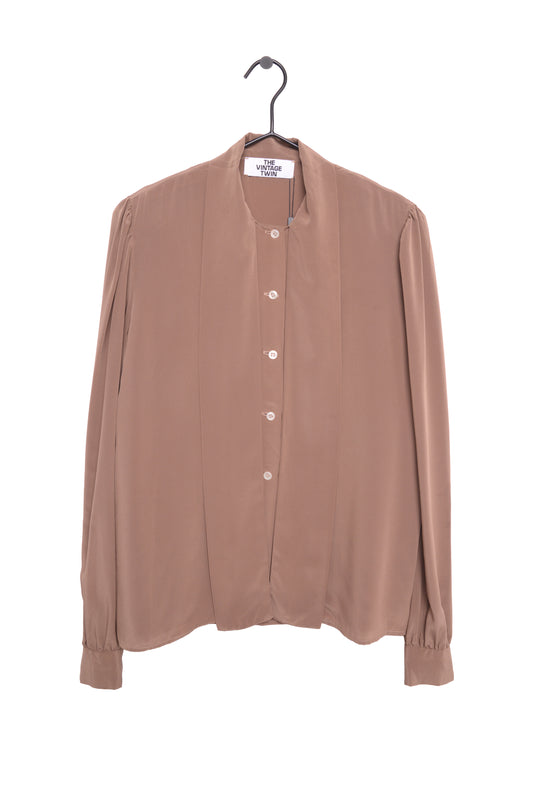 Pleated Silk Button Top