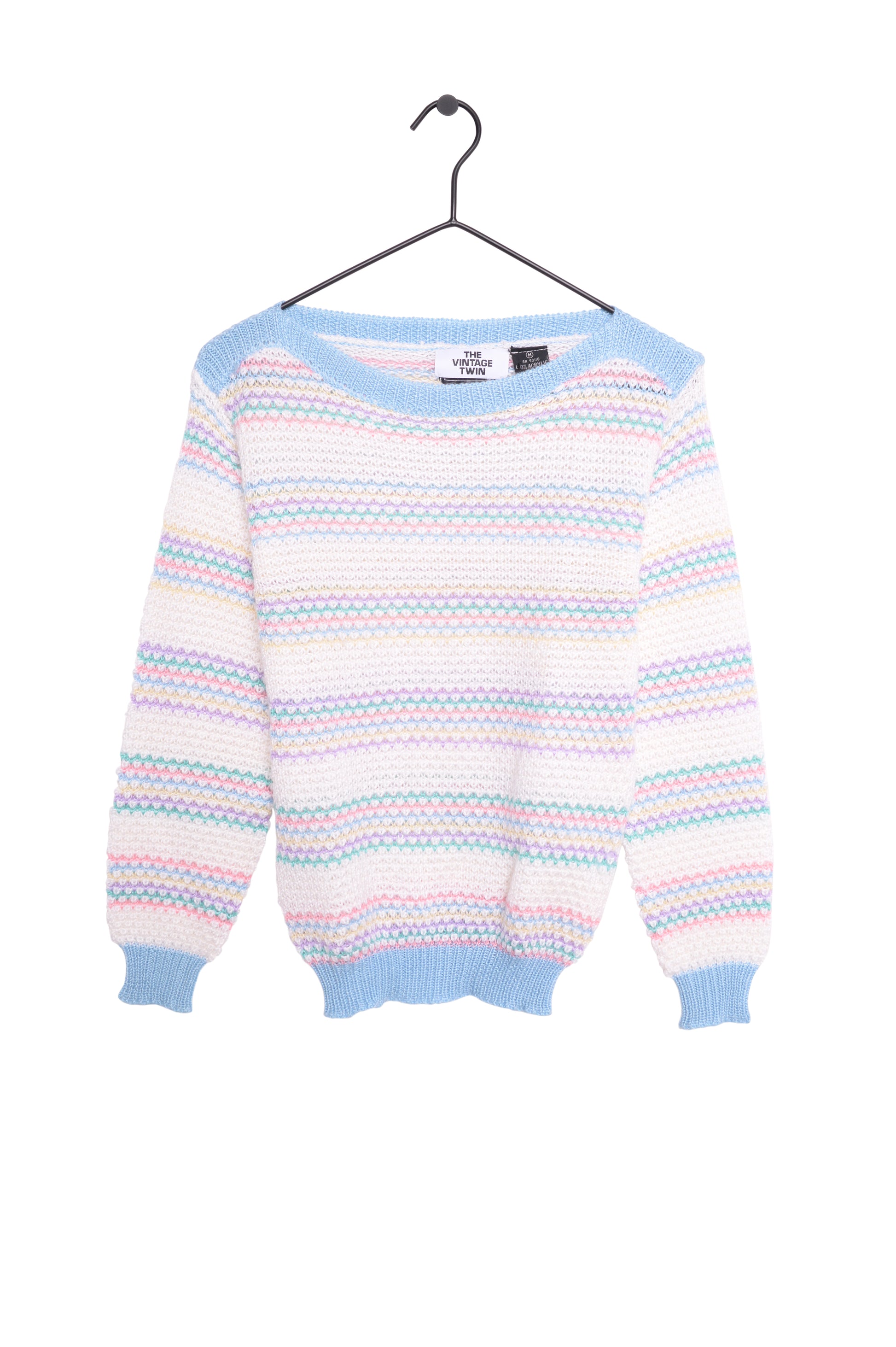 1980s Pastel Stripe Sweater Free Shipping - The Vintage Twin