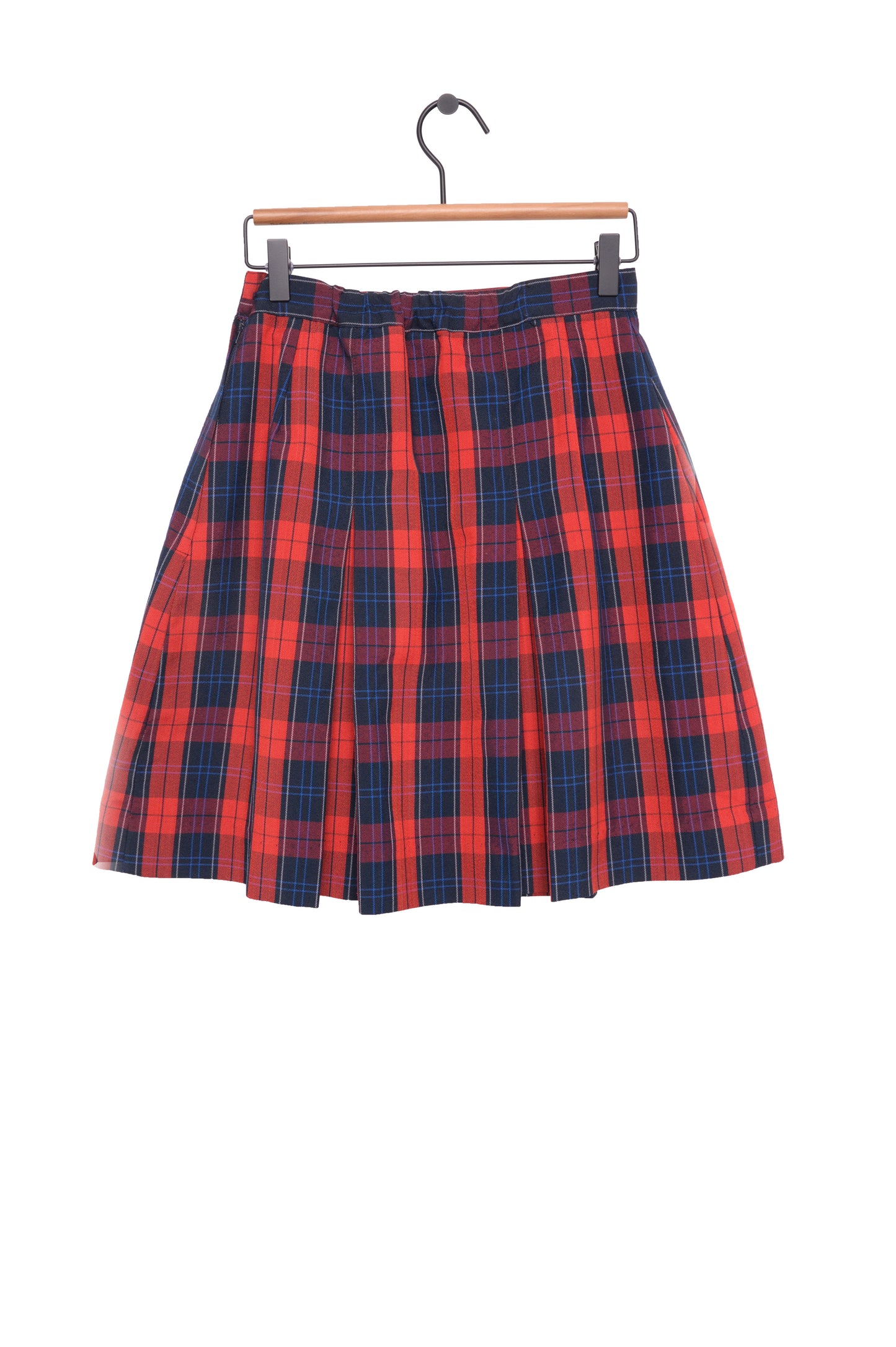 Pleated Plaid Midi Skirt