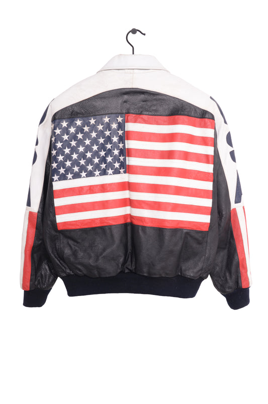 1980s USA Flag Leather Bomber