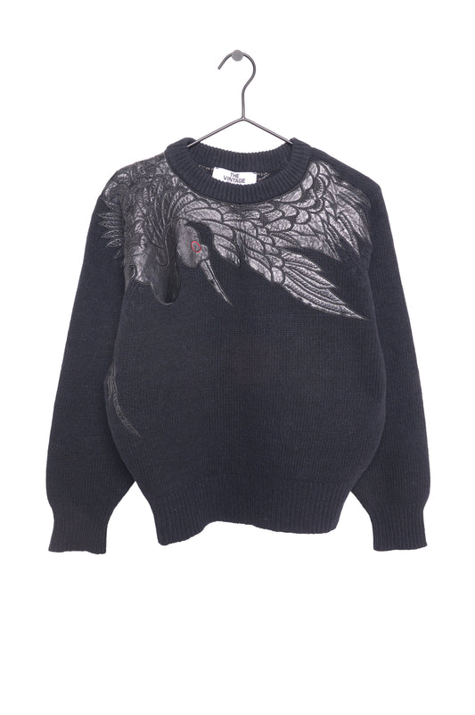 Leather Panel Wing Sweater