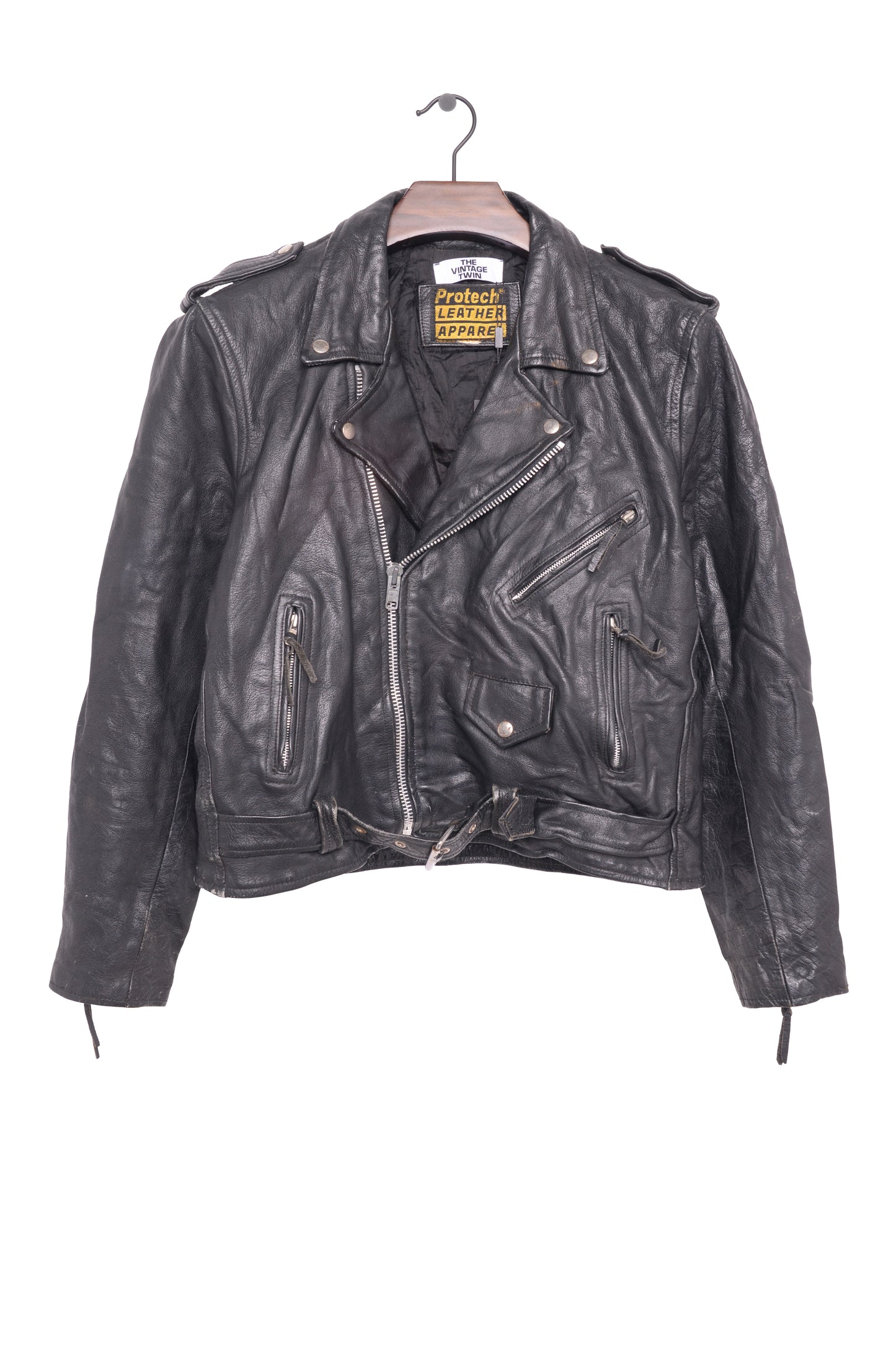 Protech Short Leather Moto Jacket