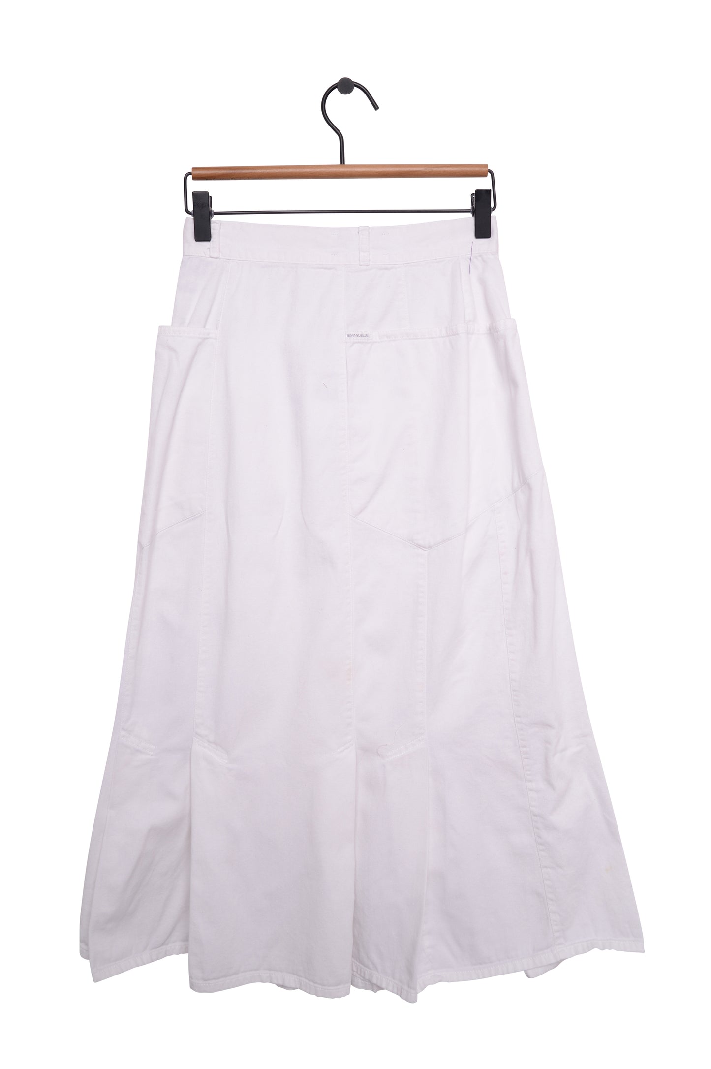 1980s White Denim Maxi Skirt