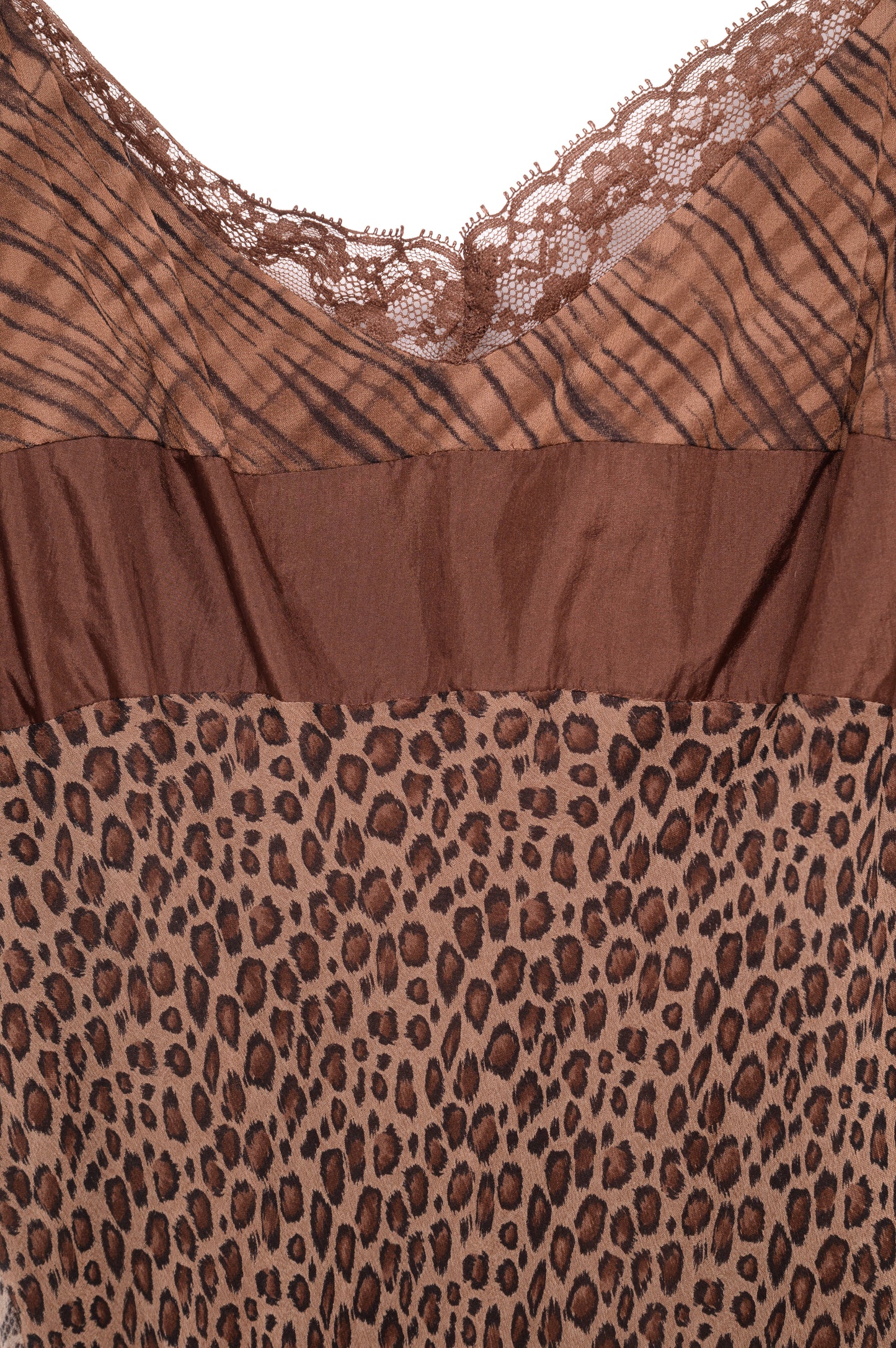 Y2K Silk Leopard Ruffle Midi Dress