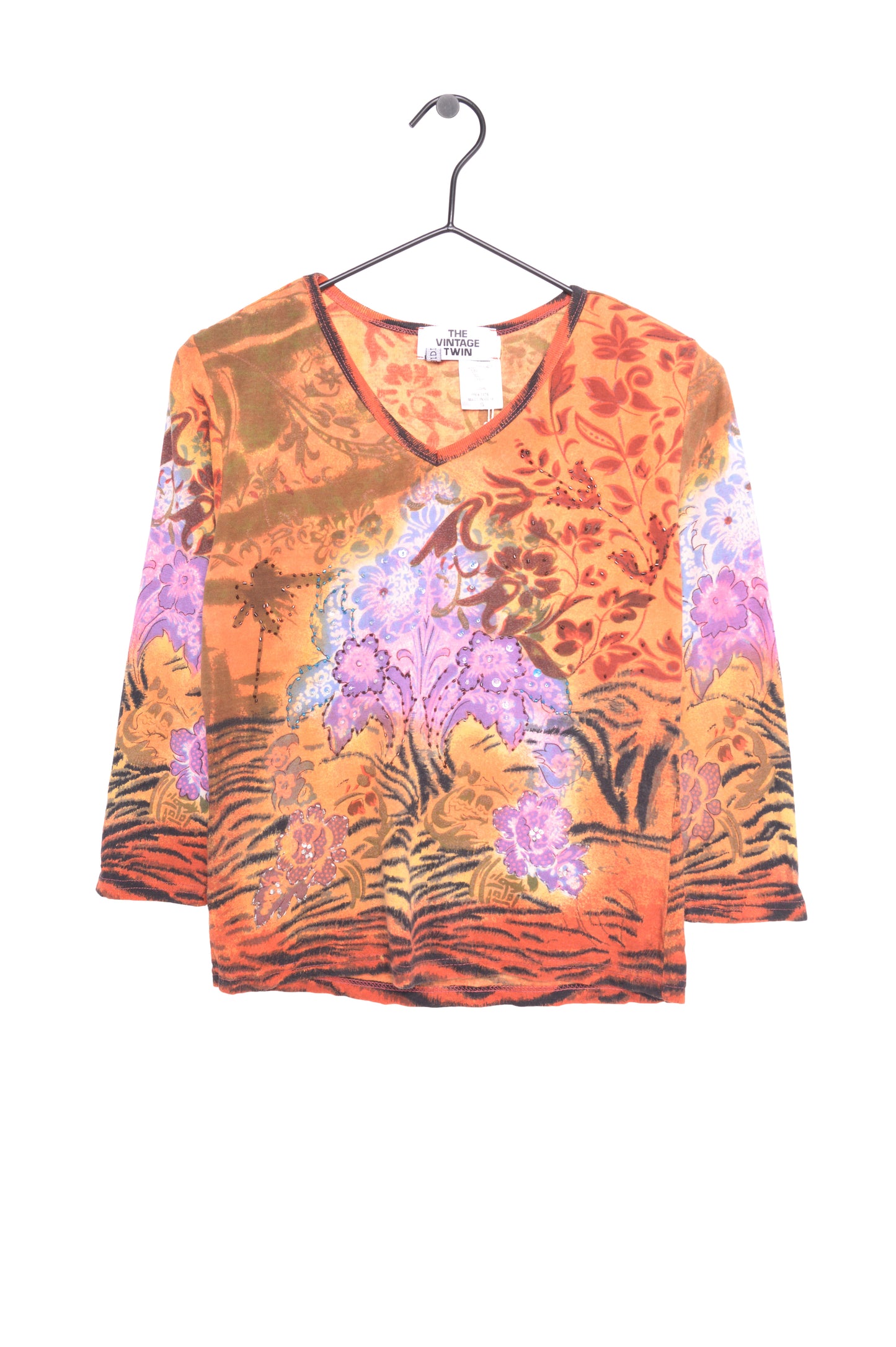Y2K Beaded Floral All-Over Top