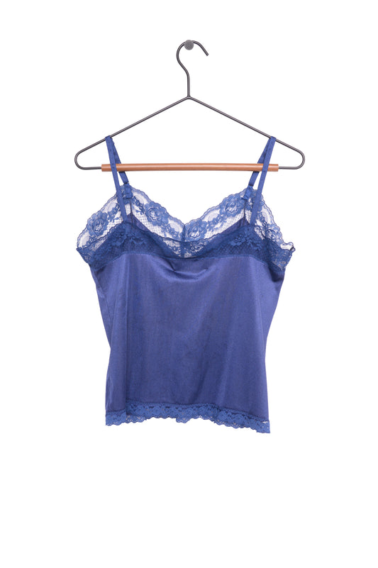 Vintage Blue Short Slip with Lace Trim Selected by KA.TL.AK
