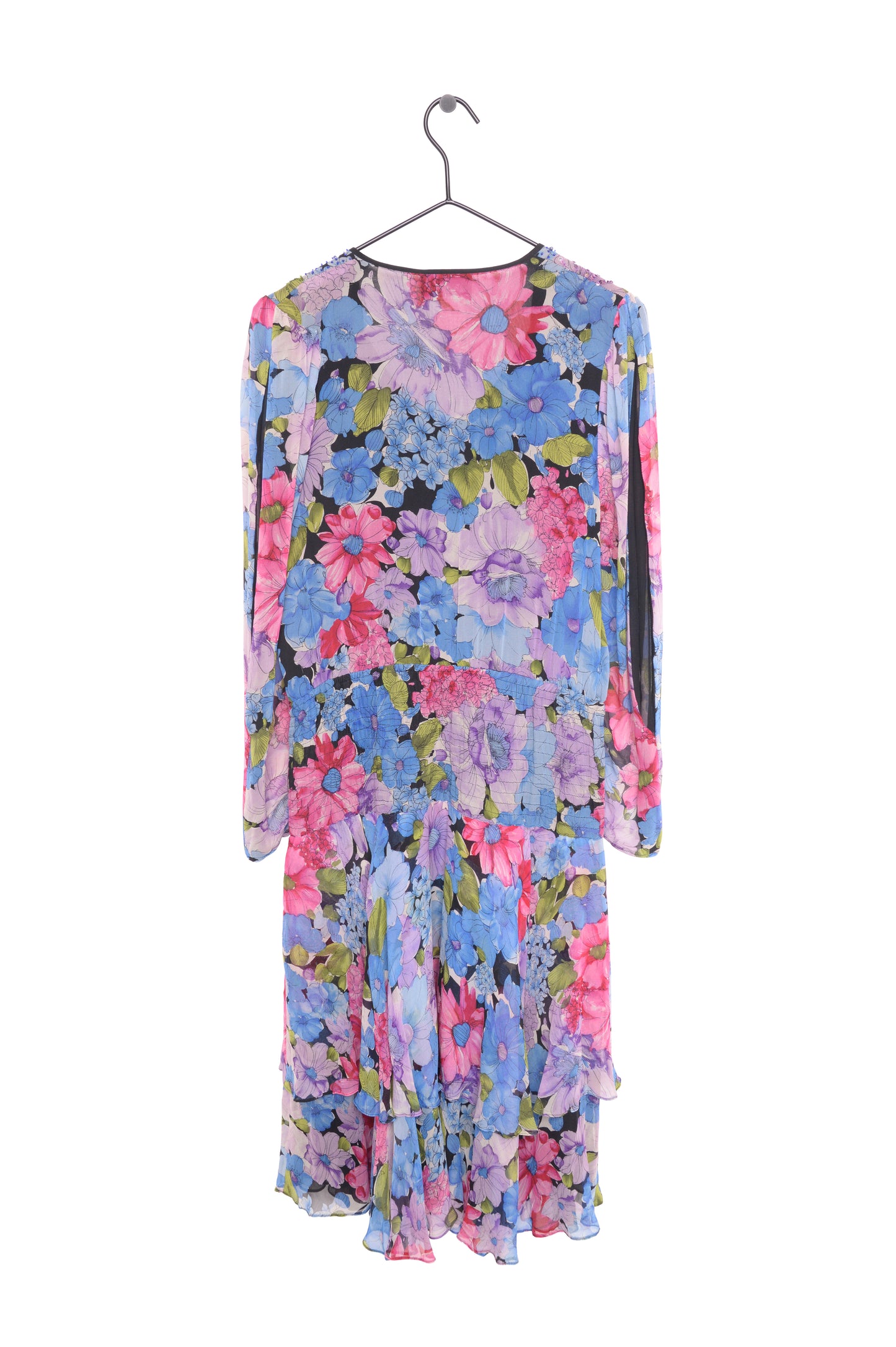 Diane Freis Silk Beaded Floral Midi Dress
