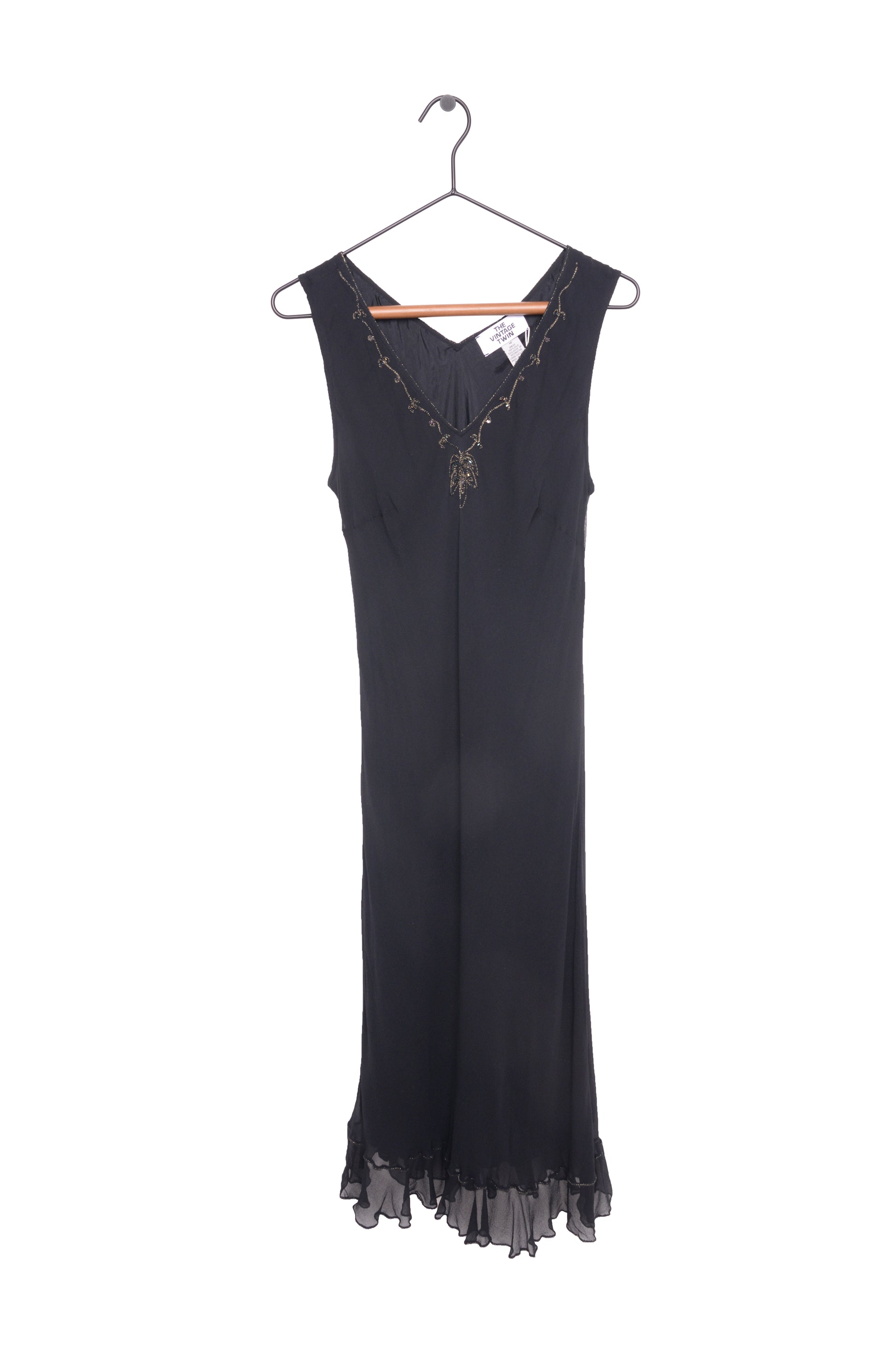 Silk Beaded Ruffle Hem Maxi Dress The Vintage Twin Silk Beaded Ruffle Hem Maxi Dress The Vintage Twin