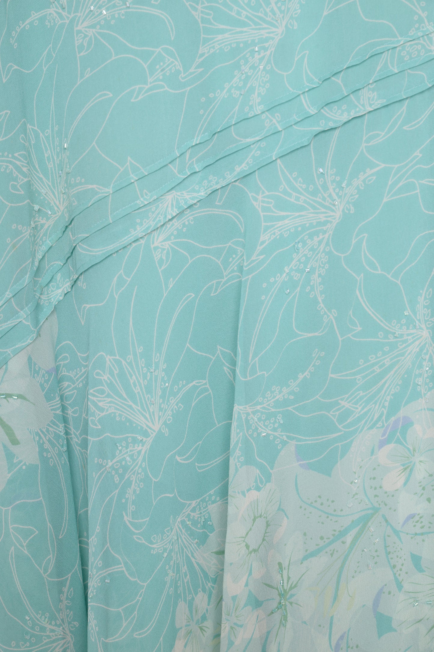 Y2K Beaded Silk Floral Ruffle Skirt