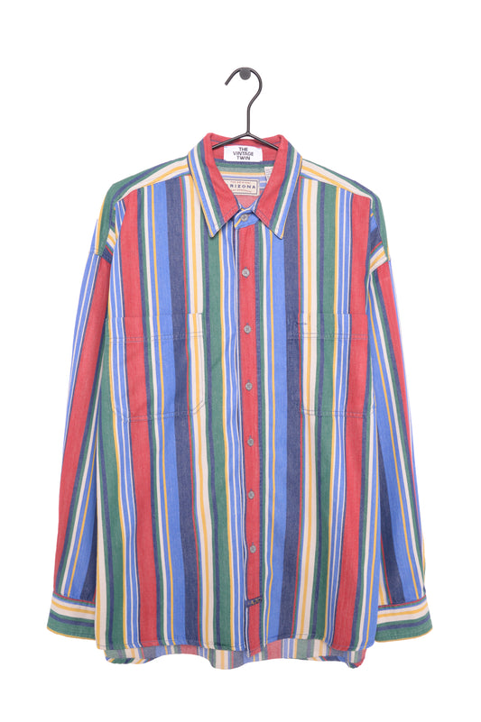 1990s Rainbow Striped Denim Shirt