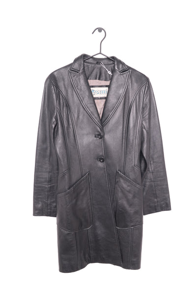 ジャケット・アウター 1990s Vintage Super Long Design Coat Womens Leather Trench Coat Black L Long SOFT Lambskin Vintage 80s