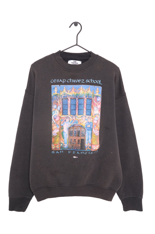 1986 Faded Cesar Chavez School Sweatshirt USA
