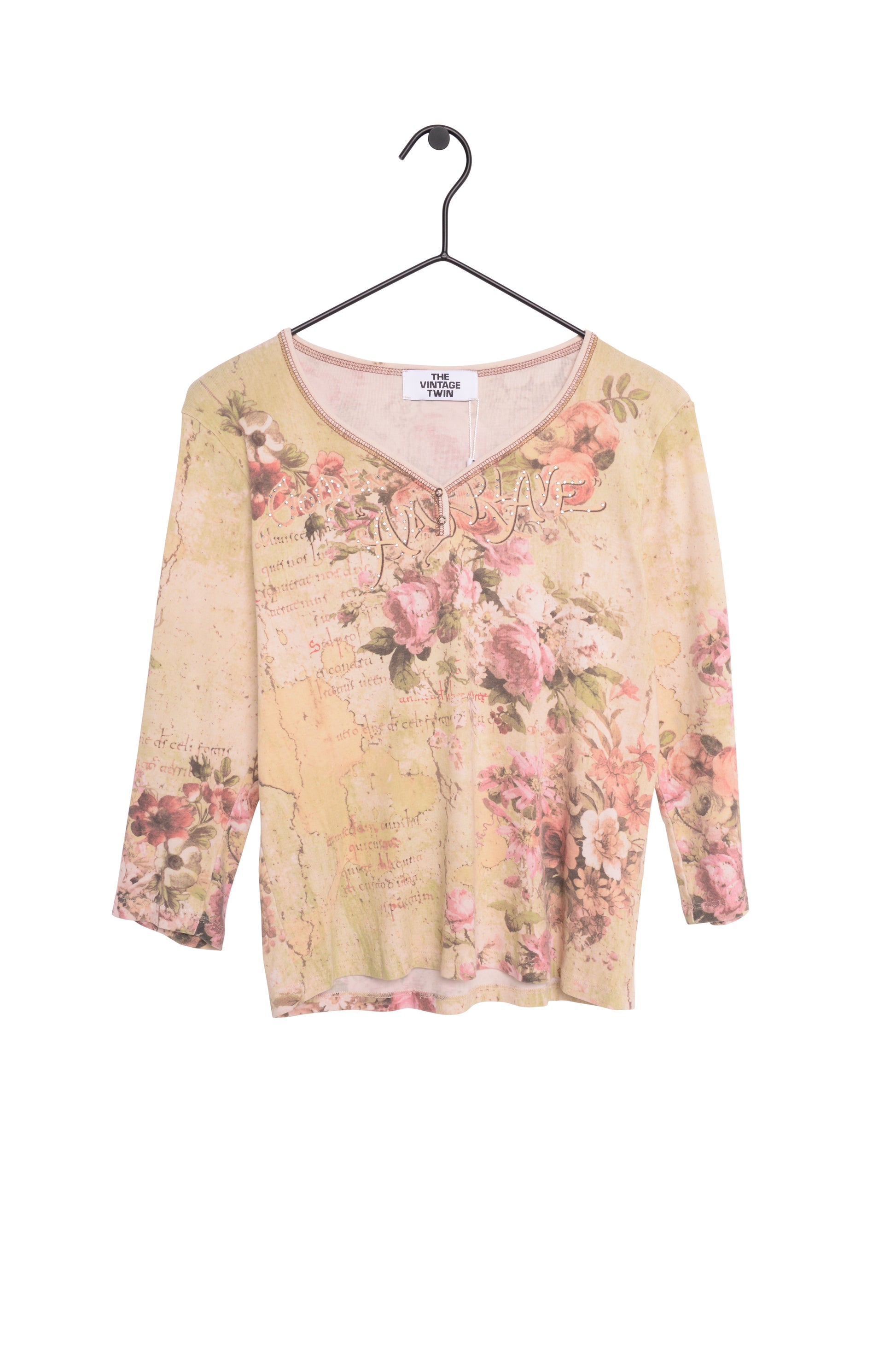 Vintage Floral Print Crop Top Shirt Y2K Cardigan Long Sleeve