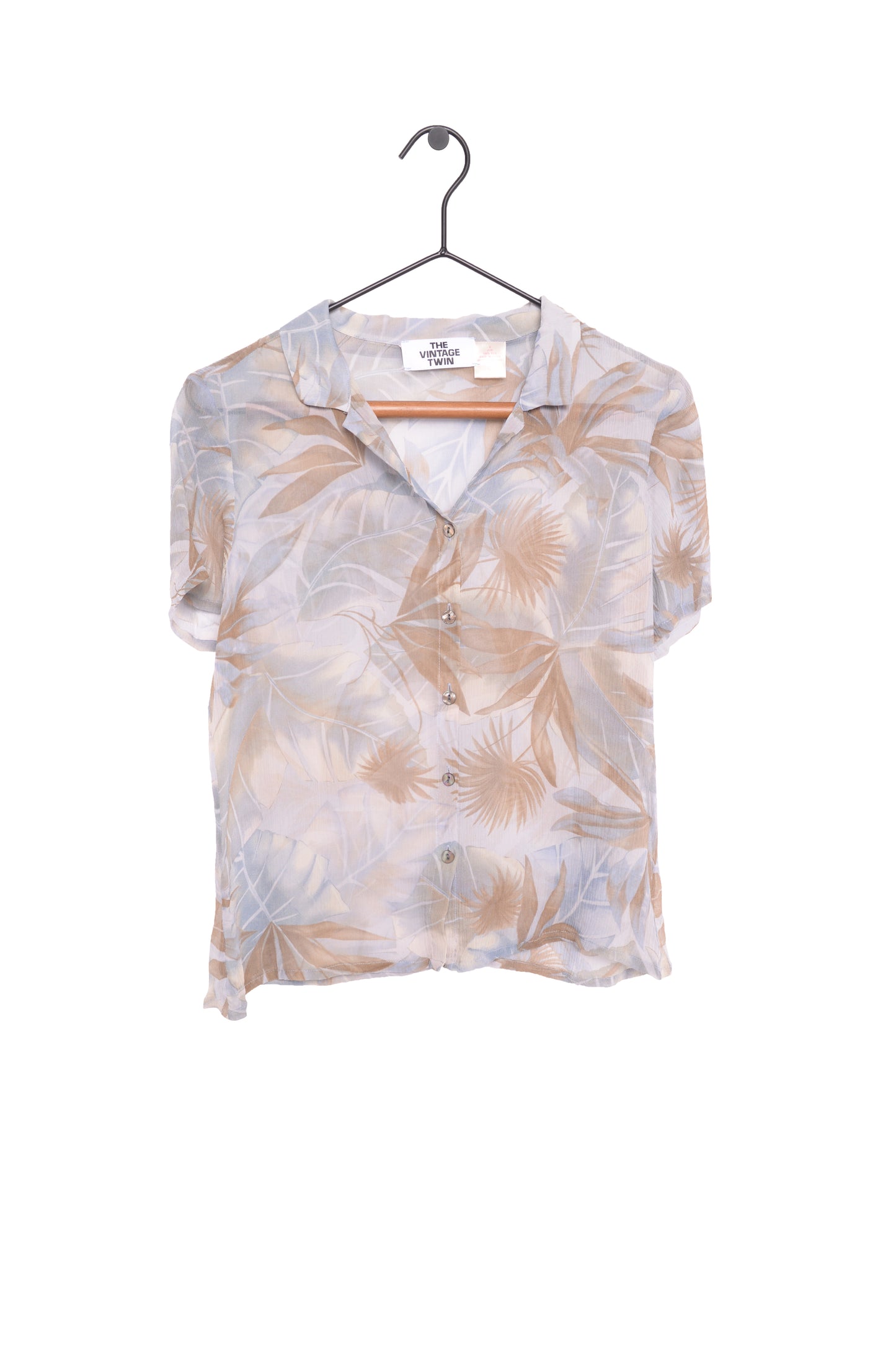 Leaves Silk Button Top