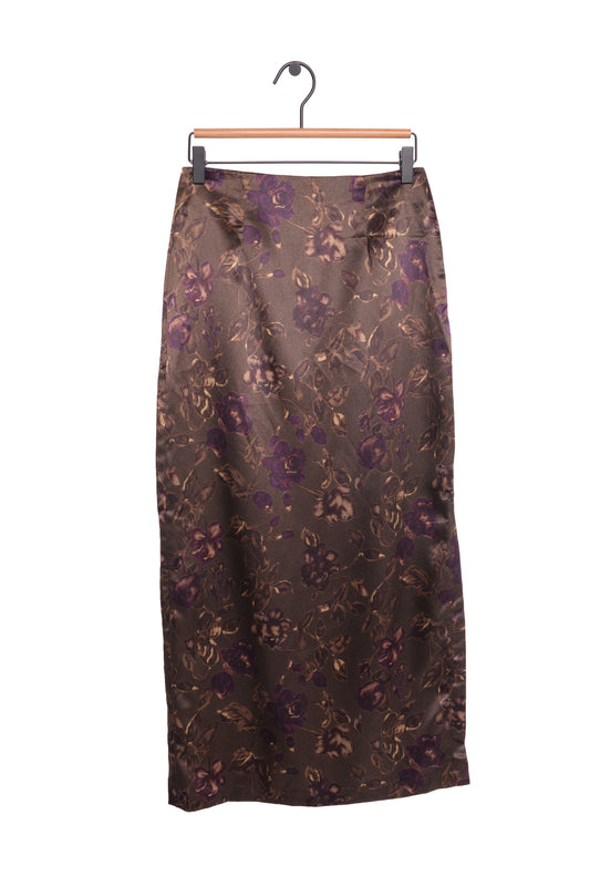 1990s Satin Floral Maxi Skirt