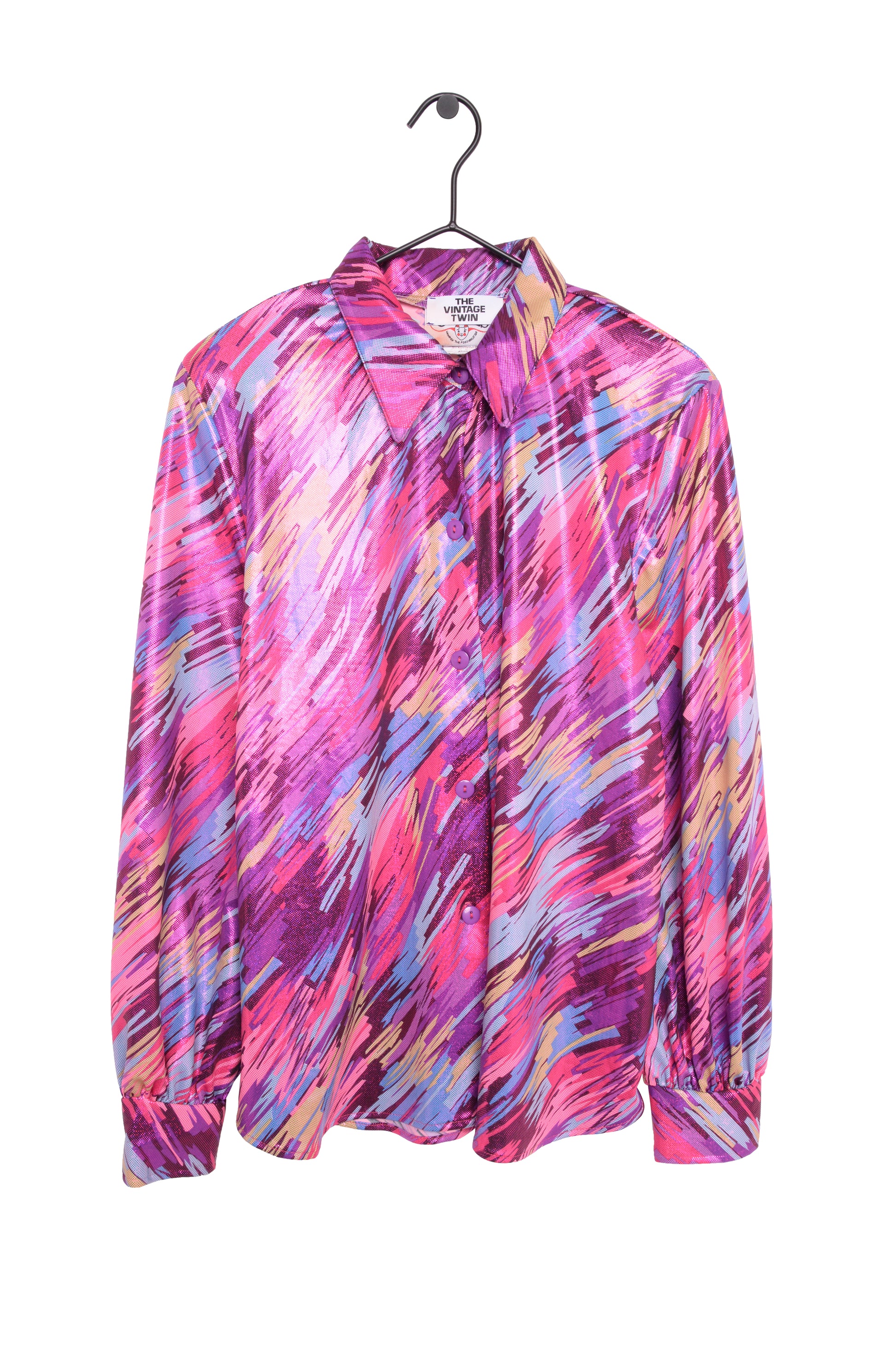 1970s Shiny Abstract Button Down USA – The Vintage Twin